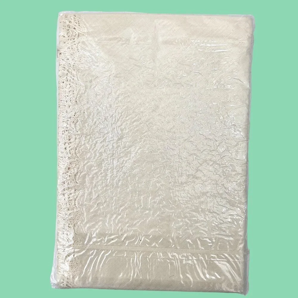 NEW IN PKG IVORY LACE VINYL RECTANGULAR TABLECLOTH 54X72